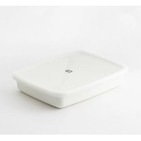 ราคา ถาดอาหารเคลือบ Enamel 40x35x5 ซม. ขาว ฝาพลาสติก