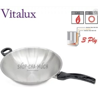 ราคา กระทะจีน 34 ซม. ด้ามหูเบกาไลท์ 3 ชั้น หัวม้าลาย SL SUS304