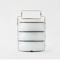 ราคา ปิ่นโตเคลือบสีEnamel 14 ซม. 3 ชั้น ขาว ชอบชะมัด