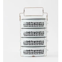 ราคา ปิ่นโตเคลือบสีEnamel 14 ซม. 4 ชั้น สามเหลี่ยมดำ ชอบชะมัด