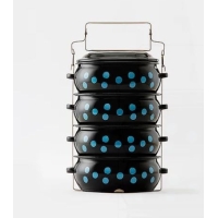ราคา ปิ่นโตเคลือบสีEnamel 14 ซม. 4 ชั้น จุดฟ้า ชอบชะมัด