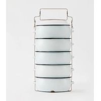 ราคา ปิ่นโตเคลือบสีEnamel 14 ซม. 5 ชั้น ขาว ชอบชะมัด