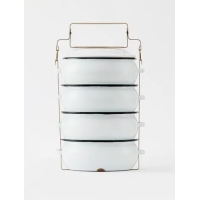 ราคา ปิ่นโตเคลือบสีEnamel 14 ซม. 4 ชั้น ขาว ชอบชะมัด