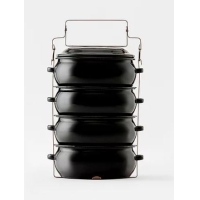 ราคา ปิ่นโตเคลือบสีEnamel 14 ซม. 4 ชั้น ดำ ชอบชะมัด