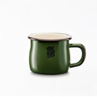 ราคา แก้วน้ำมีหูเคลือบ Enamel 8 ซม. ก้นปล่องเขียว