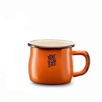 ราคา แก้วน้ำมีหูเคลือบ Enamel 8 ซม. ก้นปล่องส้ม