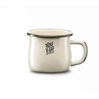 ราคา " แก้วน้ำมีหูเคลือบ Enamel 8 ซม. ก้นปล่อง ครีม"