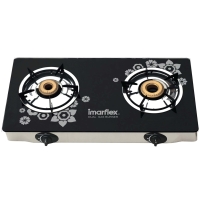 ราคา Imarflex เตาแก๊สหน้ากระจกหัวคู่ หัวทองเหลือง รุ่น IG-433