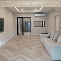 Double Living SPC Vinyl Flooring ลายก้างปลา หนา 5.5 มม Herringbone HO4 Oat