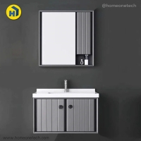 ราคา Homeonetech อ่างล้างหน้า พร้อมตู้เคาน์เตอร์ สไตล์โมเดิร์น set Grey modern