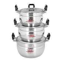 ราคา ชุดหม้อสองหูอะลูมิเนียม จระเข้ ขนาด 16 - 20 ซม. สีเงิน (Y028624)