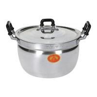 ราคา หม้อสองหูอะลูมิเนียมพร้อมฝา สามห่วง สีเงิน ขนาด 20 ซม. (Y030116)