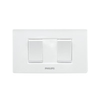 ราคา ชุดสวิตช์ทางเดียว 2 ช่อง PHILIPS รุ่น LEAF สีขาว (Y047314)
