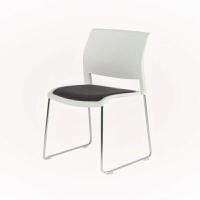 ราคา เก้าอี้พลาสติก รุ่น ADI ขา โครเมี่ยม พนักสีขาว เบาะหุ้มผ้าเทา (Y081592)