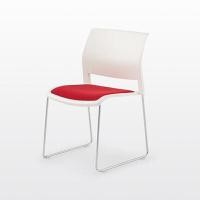 ราคา เก้าอี้พลาสติก รุ่น ADI ขา โครเมี่ยม พนักสีขาว เบาะหุ้มผ้าแดง (Y081594)