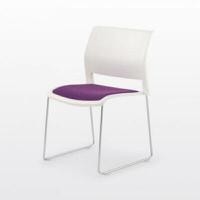 ราคา เก้าอี้พลาสติก รุ่น ADI ขา โครเมี่ยม พนักสีขาว เบาะหุ้มผ้าม่วง (Y081593)