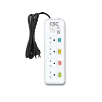 ราคา รางปลั๊กไฟ มอก. ColorSwitch 4ช่อง 4สวิตช์ 5เมตร CSC AS144CS-5m (Y084710)