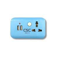 ราคา ปลั๊กแปลง 3ช่อง+2USB CSC AD102U-BL สีฟ้า (Y088442)