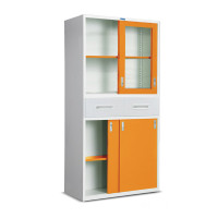 ราคา ตู้บานเลื่อนสูงชนิดล่างบานทึบ บนบานเลื่อนกระจก SMARTFORM RD-72 สีขาวสลับส้ม (Y090934)