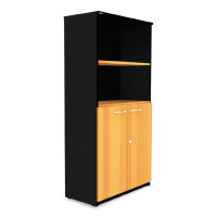 ราคา ตู้เก็บเอกสารสูงขนาดกลาง บนโล่ง ล่างบานเปิด SMARTFORM 5CM810 สีเชอร์รี่-ดำ (Y091486)