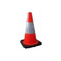 ราคา กรวยจราจรขนาด คาดแถบสะท้อนแสง 1 แถบ พร้อมยางเพิ่ม ร้านไทยจราจร สีส้ม ความสูง 45 Cm. ฐานกว้าง 27×27 Cm. (Y092083)