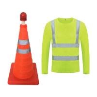ราคา กรวยจราจรพับได้ + เสื้อจราจรแขนยาวสีเขียวมะนาว ร้านไทยจราจร สีส้ม ความสูง 70 Cm. ฐานกว้าง 30×30 Cm. (Y092366)