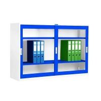 ราคา ตู้บานเลื่อนกระจก 4 ฟุต (มอก.) SMARTFORM SD-024T สีขาวสลับน้ำเงิน (YA01294)