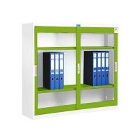 ราคา ตู้บานเลื่อนกระจก 3 ฟุต (มอก.) SMARTFORM SD-023T สีขาวสลับเขียว (YA01442)