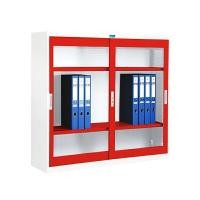 ราคา ตู้บานเลื่อนกระจก 3 ฟุต (มอก.) SMARTFORM SD-023T สีขาวสลับแดง (YA01443)