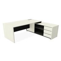 ราคา ชุดโต๊ะทำงานผู้บริหารสูงสุด R/L โม-เทค 2EX1816R ไวท์วูดสลับดำ (YA02682)