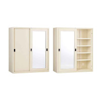 ราคา ตู้รองเท้าประตูบานเลื่อนทึบ+กระจกเงา 5 ชั้นวาง สีครีม เพรสซิเด๊นท์ WSS900 (YA05005)