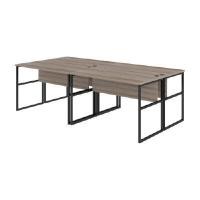 ราคา INDEX LIVING MALL ชุดโต๊ะทำงานขาเหล็ก 4 ที่นั่ง รุ่นแอคทีฟ ขนาด 240 ซม. - สีแนทเชอรัลโอ๊ค/ดำ (YA05244)