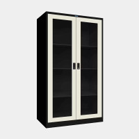 ราคา ตู้เอกสารเหล็กสูง ประตูบานเปิดกระจก (Black Edition) ไอคอนิค MLKO-2 สีขาวไข่มุก ขนาด 3 ฟุต (YA05482)