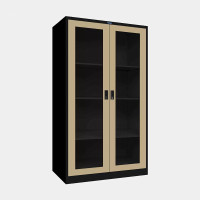 ราคา ตู้เอกสารเหล็กสูง ประตูบานเปิดกระจก (Black Edition) ไอคอนิค MLKO-2 สีดำ-ครีม ขนาด 3 ฟุต (YA05484)