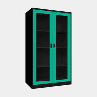 ราคา ตู้เอกสารเหล็กสูง ประตูบานเปิดกระจก (Black Edition) ไอคอนิค MLKO-2 สีดำ-เขียวมิ้น ขนาด 3 ฟุต (YA05494)