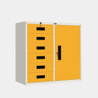 ราคา ตู้เหล็กอเนกประสงค์ 1 บานเปิด 6 ลิ้นชัก ขนาด 3 ฟุต ไอคอนิค MR-36 สีขาว-เหลือง (YA05554)