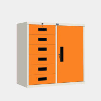 ราคา ตู้เหล็กอเนกประสงค์ 1 บานเปิด 6 ลิ้นชัก ขนาด 3 ฟุต ไอคอนิค MR-36 สีขาว-ส้ม (YA05553)