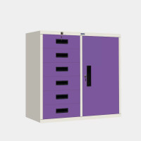 ราคา ตู้เหล็กอเนกประสงค์ 1 บานเปิด 6 ลิ้นชัก ขนาด 3 ฟุต ไอคอนิค MR-36 สีขาว-ม่วง (YA05552)