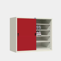 ราคา ICONIC ตู้รองเท้า ประตูบานเลื่อนทึบ 5 ชั้นวาง MSS-C4 สีขาว-แดง 4 ฟุต (YA05606)