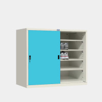 ราคา ICONIC ตู้รองเท้า ประตูบานเลื่อนทึบ 5 ชั้นวาง MSS-C4 White-Blue 4 ฟุต (YA05610)