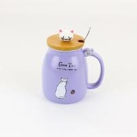 ราคา RRS แก้วเซรามิกลายแมว พร้อมฝาปิดและช้อน อาร์อาร์เอส สีม่วง ชิ้น (YA05827)