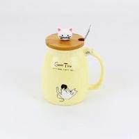ราคา RRS แก้วเซรามิกลายแมว พร้อมฝาปิดและช้อน อาร์อาร์เอส สีเหลือง ชิ้น (YA05828)
