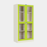 ราคา ตู้เก็บเอกสารเหล็ก 2 บานเปิดกระจก มือจับบิด ไอคอนิค MLKO-2B สีขาว-เขียว 3 ฟุต (YA06790)