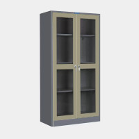 ราคา ตู้เก็บเอกสารเหล็ก 2 บานเปิดกระจก มือจับบิด ไอคอนิค MLKO-2B สีเทาเข้ม-น้ำตาล 3 ฟุต (YA06795)