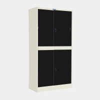 ราคา ตู้เก็บเอกสารบานเลื่อนทึบ (บนทึบ-ล่างทึบ) 6 ชั้นวางของ ไอคอนิค MKAS-300 สีขาว-ดำ 3 ฟุต (YA07065)