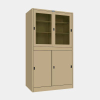 ราคา ตู้เก็บเอกสารบานเลื่อนผสม (บนกระจก-ล่างทึบ) ไอคอนิค MKAS-302 สีครีม 3 ฟุต (YA07120)