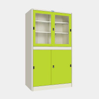 ราคา ตู้เก็บเอกสารบานเลื่อนผสม (บนกระจก-ล่างทึบ) ไอคอนิค MKAS-302 สีขาว-เขียว 3 ฟุต (YA07119)