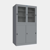 ราคา ตู้เก็บเอกสารบานเลื่อนผสม (บนกระจก-ล่างทึบ) ไอคอนิค MKAS-302 สีเทา 3 ฟุต (YA07123)