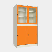 ราคา ตู้เก็บเอกสารบานเลื่อนผสม (บนกระจก-ล่างทึบ) ไอคอนิค MKAS-302 สีขาว-ส้ม 3 ฟุต (YA07128)