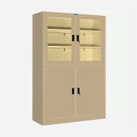 ราคา ตู้เก็บเอกสารเหล็ก 4 บานเปิด (บนกระจก/ล่างทึบ) ไอคอนิค MKO-402 สีครีม (YA07168)